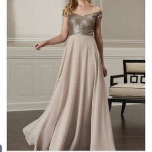 Christina Wu Off The Shoulder Mahogany Dress